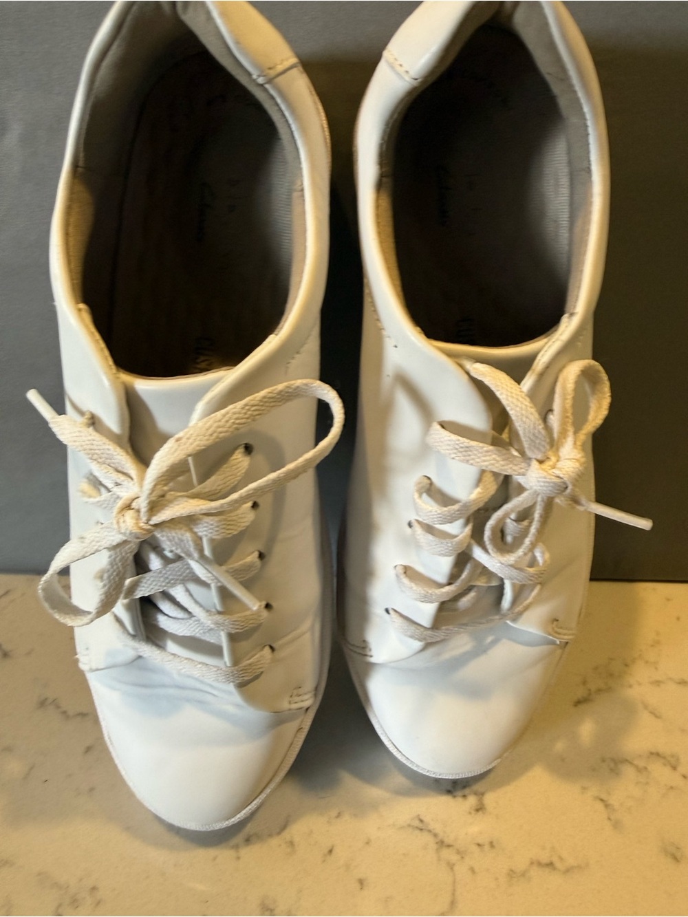 Clarks White Women's Lace-Up Sneakers